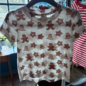 Kate Quinn Brown and White Gingerbread Star Tee